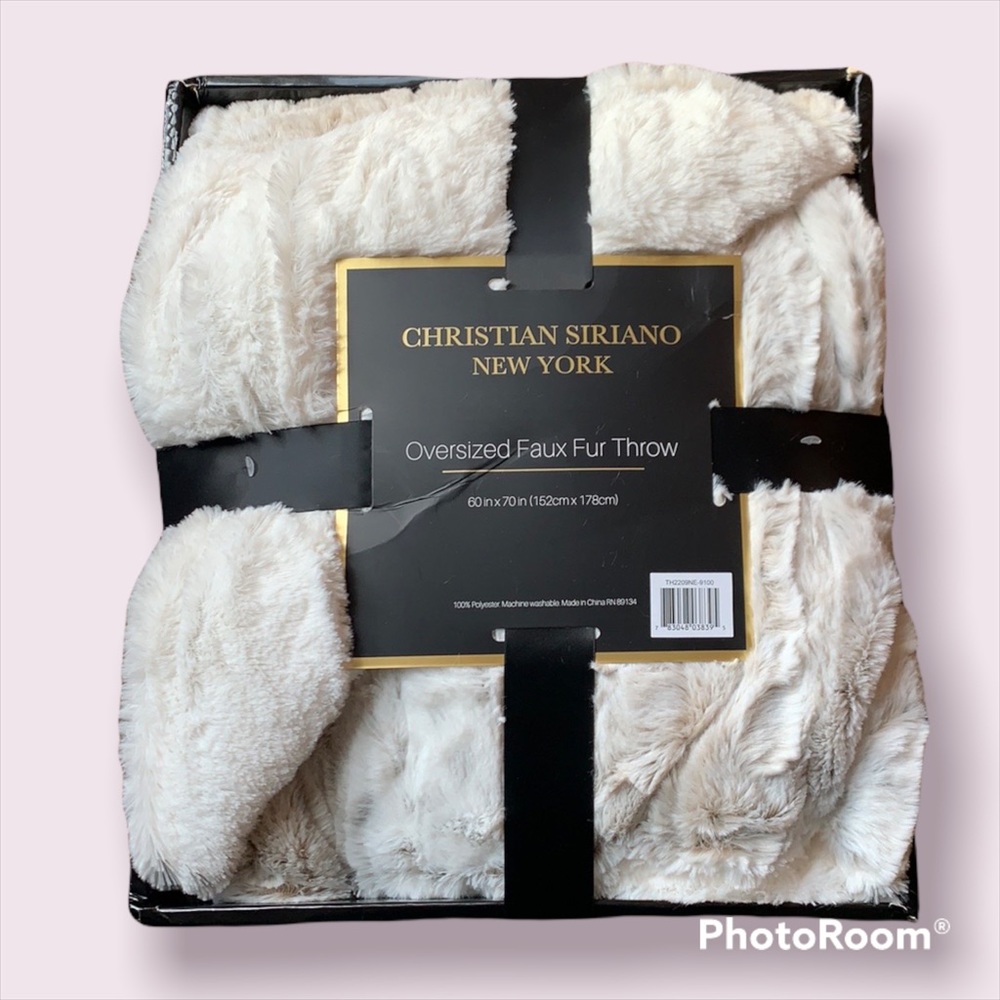 Christian Siriano Faux Fur Snow Leopard Throw with Gift Box